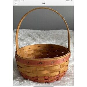 Longaberger Vintage 1994 Small Easter Basket Red Trim Handle 7” x 6.5” x 8”